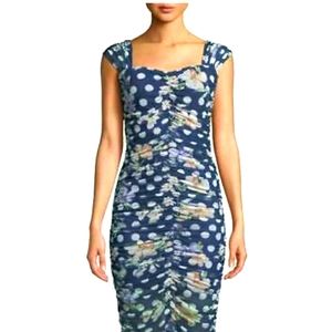 NWT Alexia Admor Ruched Polka Dot & Flower Dress